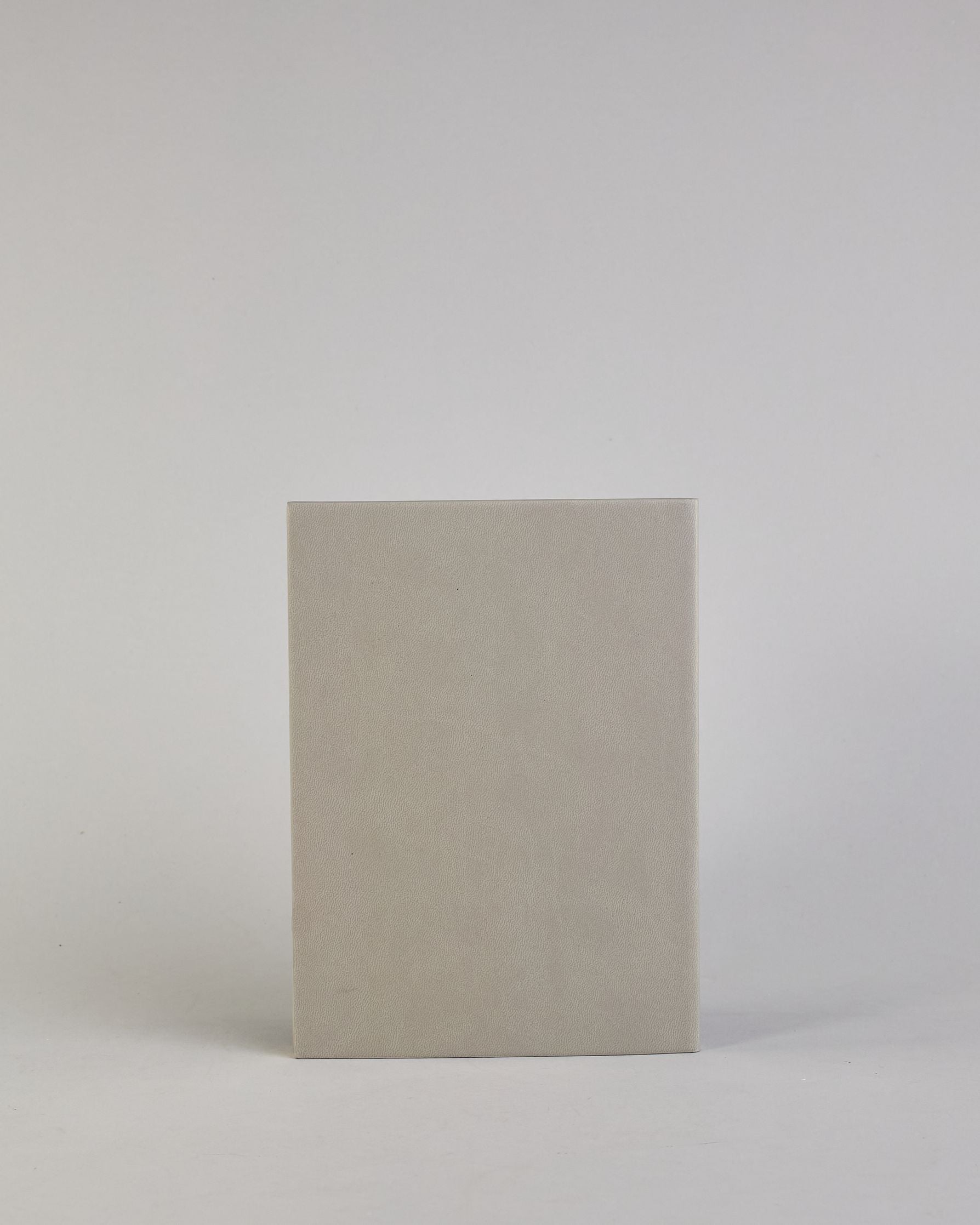 Hellgraues PU-Notizbuch mit zwei Laschen an der Vorderseite, eine Stiftschlaufe und einem zusätzlichem Fach, in dem auch ein Smartphone Platz findet. Unten dezent goldene Prägung mit dem Schriftzug ‚Somewhere‘. Ein goldfarbener Stift steckt seitlich in der Lasche. #9