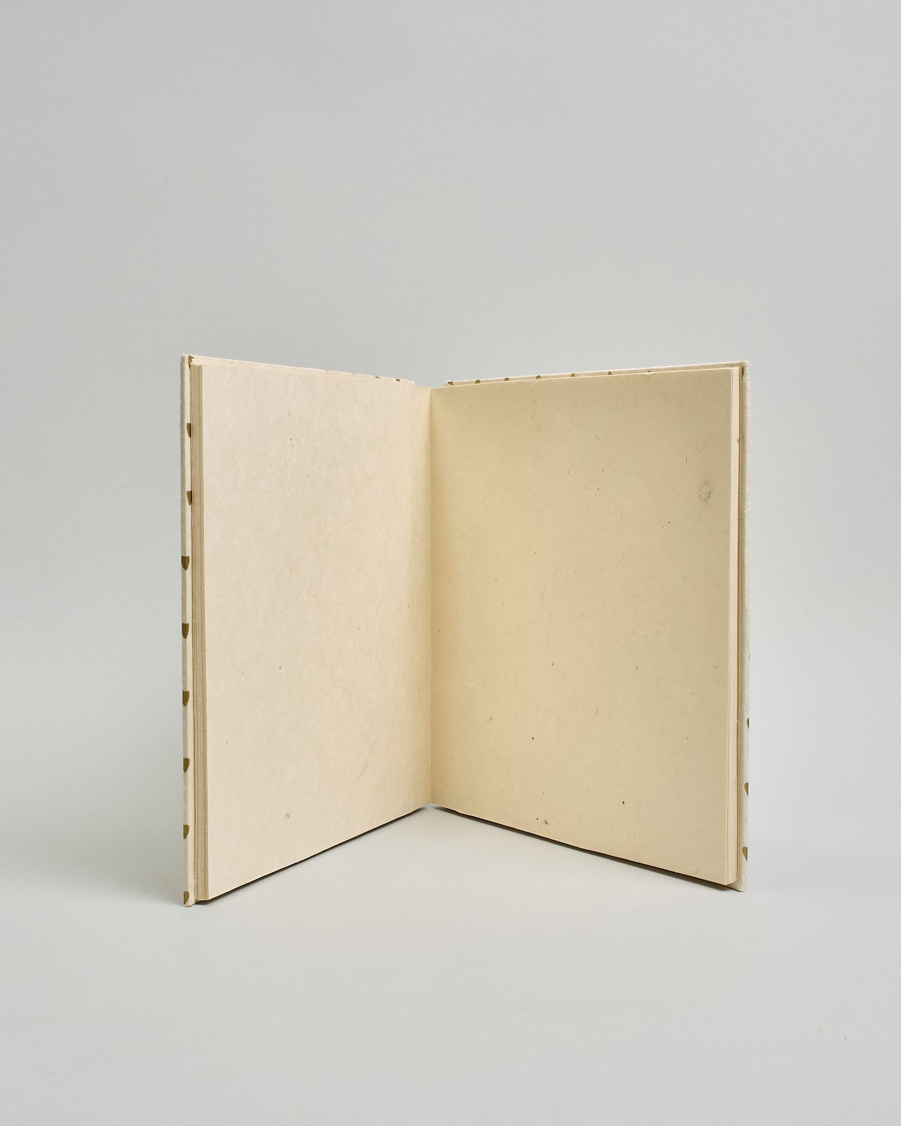Ein Quadratisches Fotoalbum oder Gästebuch mit Hardcover in naturweißer Grundfarbe und darauf goldene kleine Herzen, die über das ganze Cover verteilt sind. In der Mitte befindet sich ein rechteckeiges Fenster hinter dem man ein Einlageblatt mit kalligrafiertem Text befestigen kann. #4