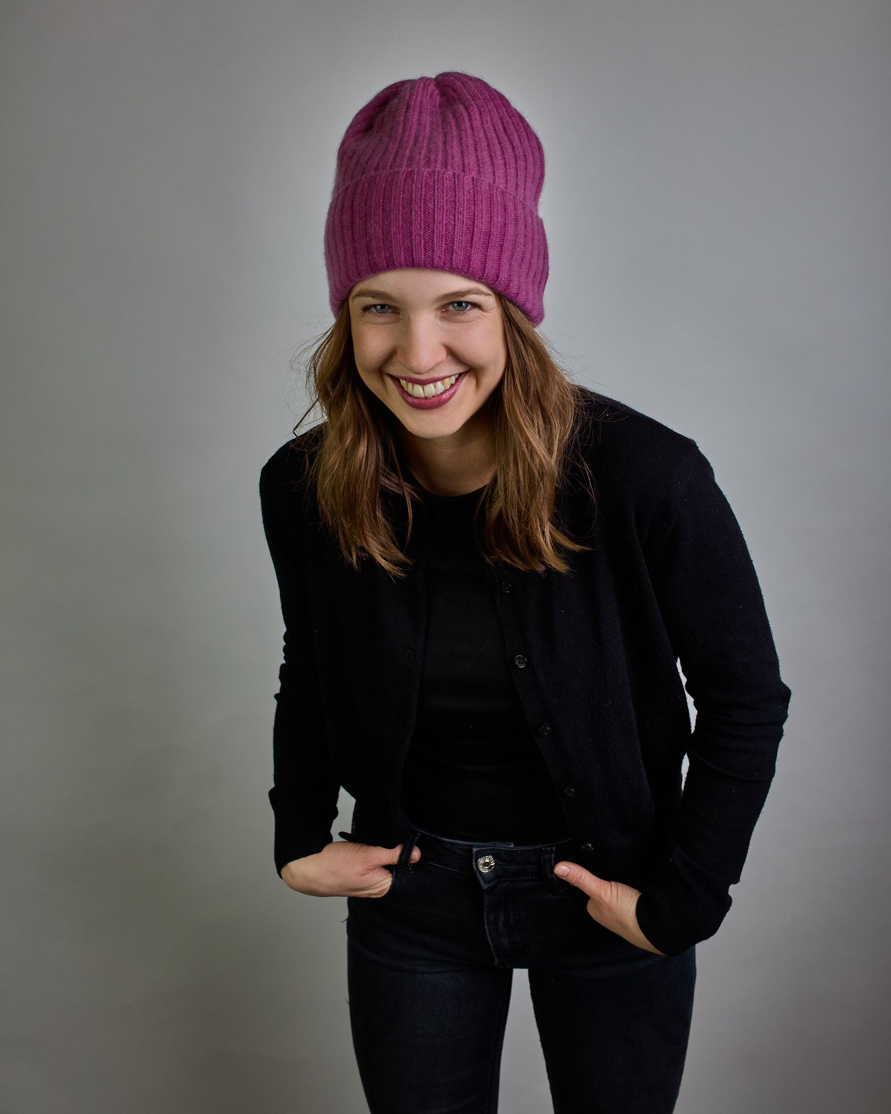 Altlila Kaschmir Ripp-Haube mit Umschlag #1