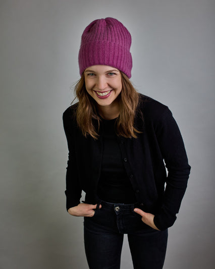 Altlila Kaschmir Ripp-Haube mit Umschlag #1