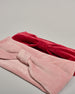 Rosa Stirnband aus Samt Stoff mit Klotendetail vorne. #3
