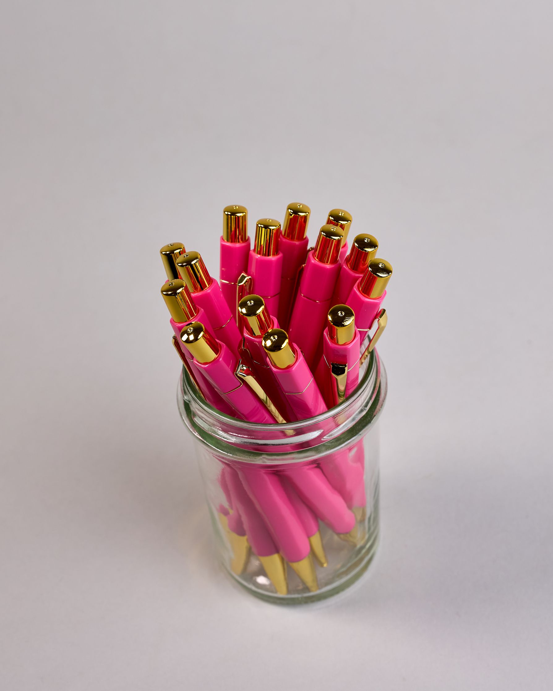 Pinker Kugelschreiber mit goldenem Clips und goldenem Druckknopf #2