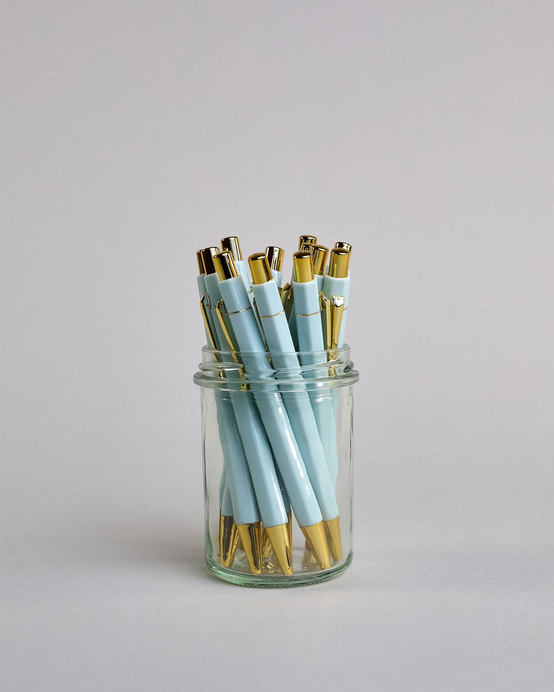 Mintfarbener Kugelschreiber mit goldenem Clips und goldenem Druckknopf #1