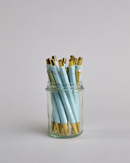 Mintfarbener Kugelschreiber mit goldenem Clips und goldenem Druckknopf #1