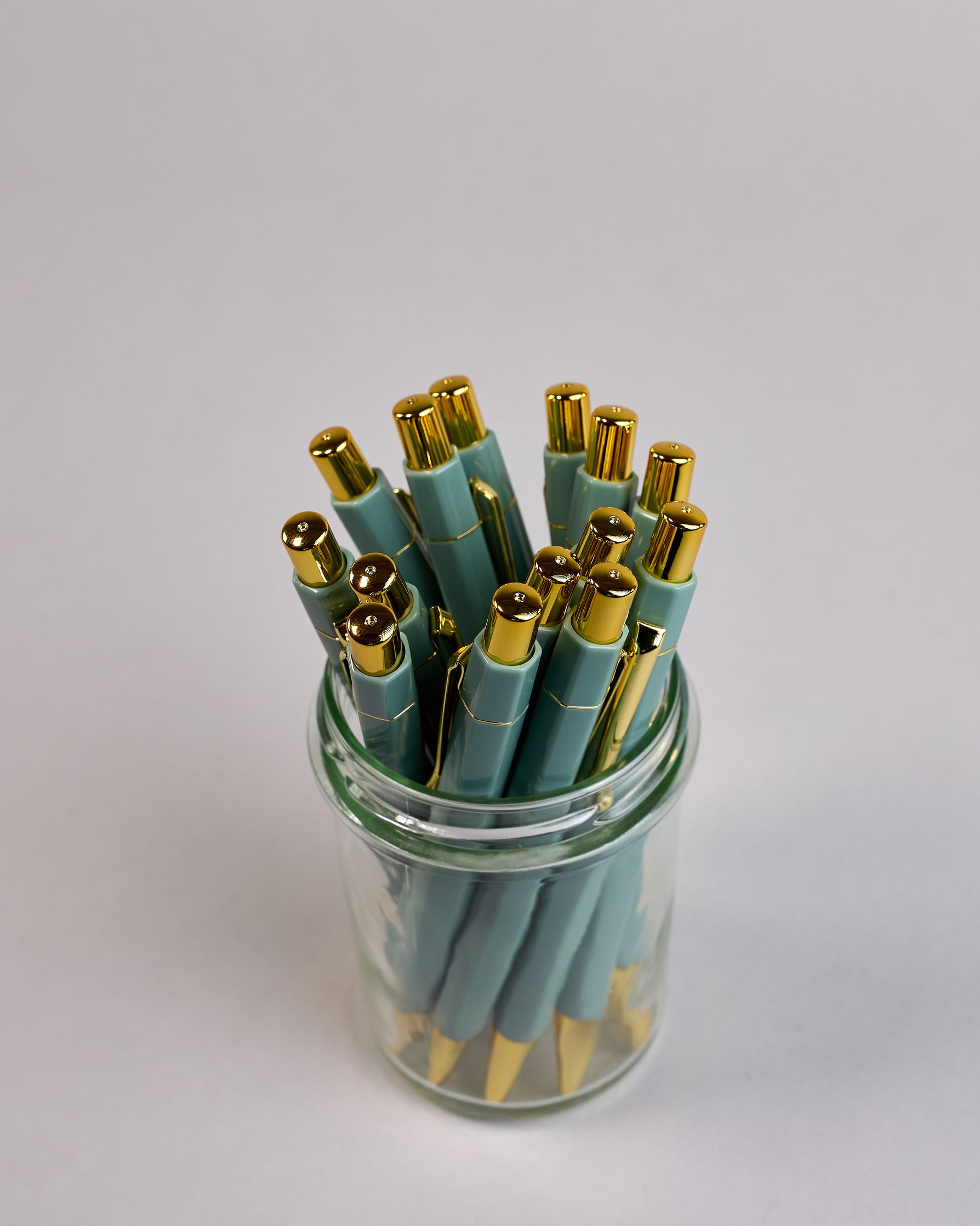 Petrolfarbener Kugelschreiber mit goldenem Clips und goldenem Druckknopf #2