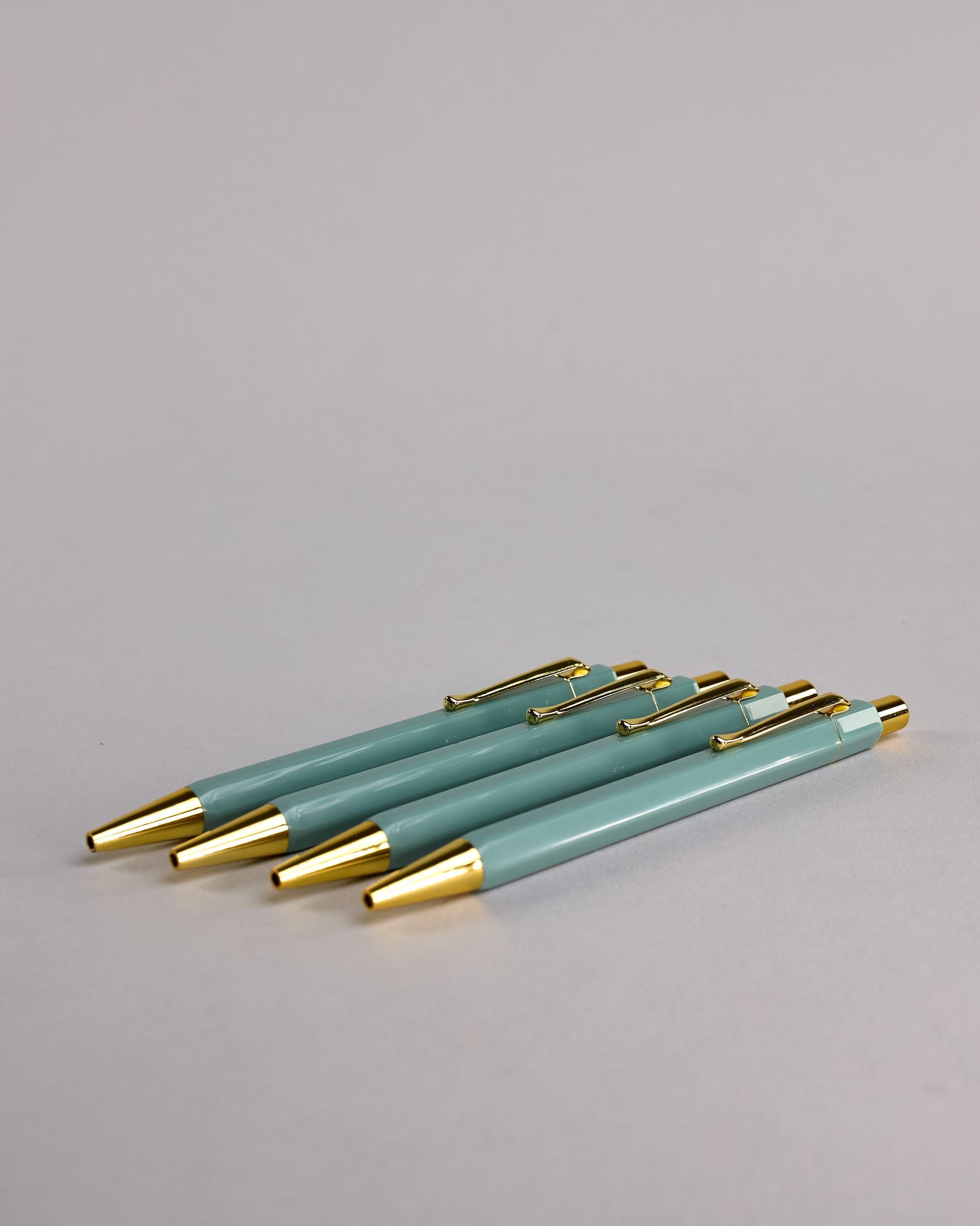 Petrolfarbener Kugelschreiber mit goldenem Clips und goldenem Druckknopf #3