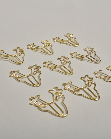 Büroklammern in Form von Rentieren aus goldenem Draht. Sie kommen in einer kleinen Silikonverpackung. #1