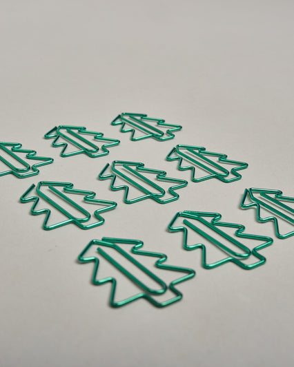 Büroklammern in Form von Christbäumen aus grünem Draht. Sie kommen in einer kleinen Silikonverpackung. #1