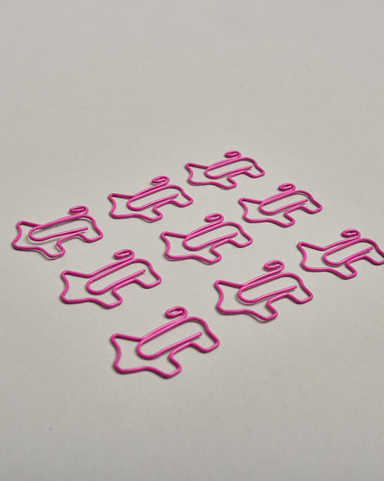 Büroklammern in Form von Schweinen in pinkem Draht. Sie kommen in einer kleinen Silikonverpackung. #1